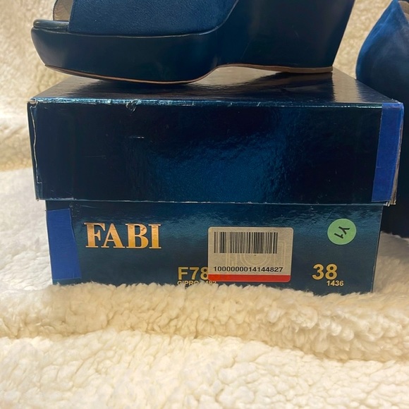 FABI Blue Wedge Open Toe Sandal Size 38/US 8 - Picture 2 of 4
